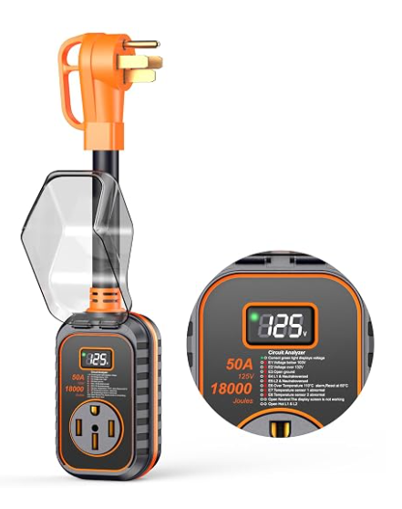 GEARGO 50-amp RV surge protector with LED circuit analyzer display