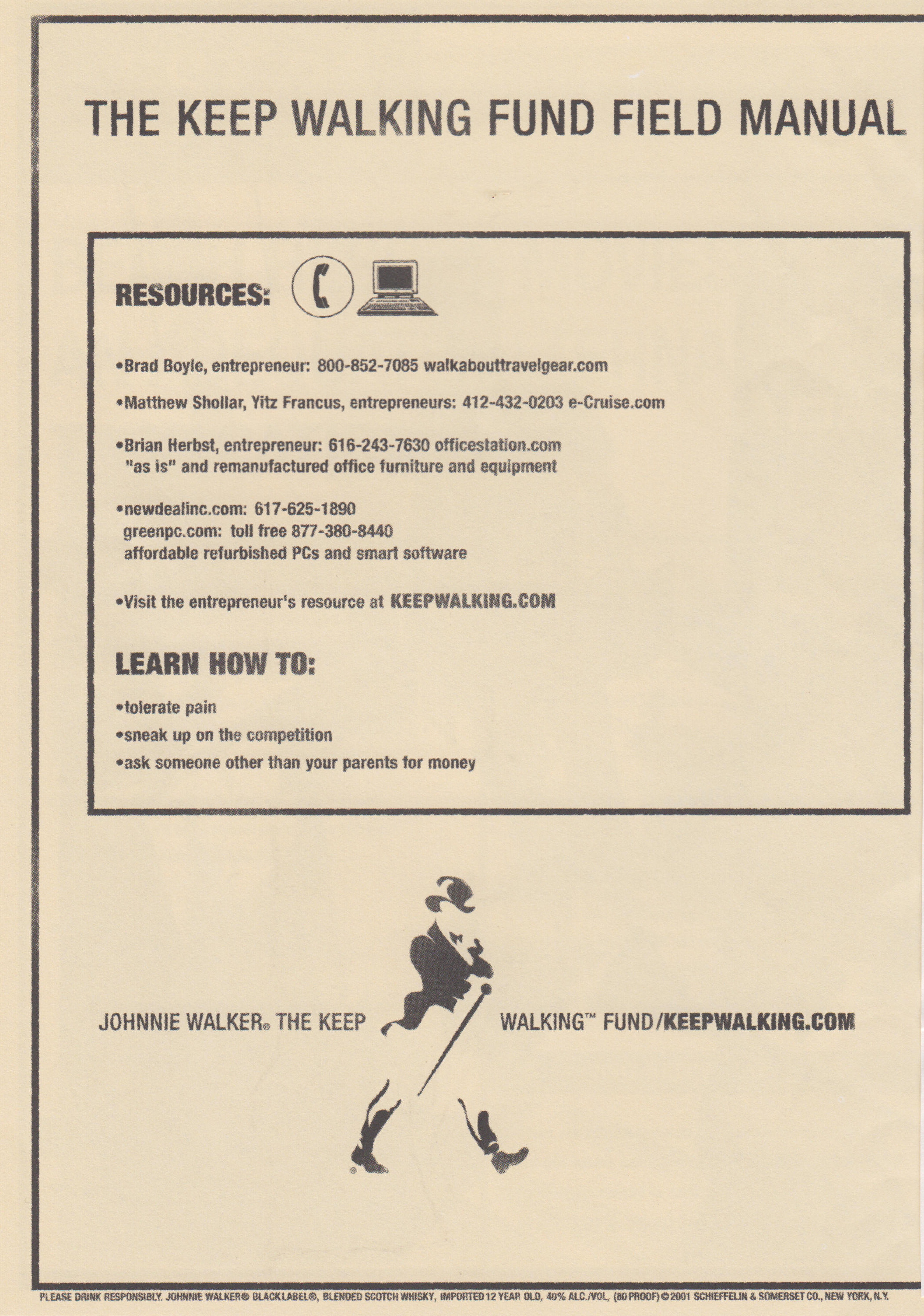 Fast Company February 2001 Johnnie Walker entrepreneur survival guide insert scan 2