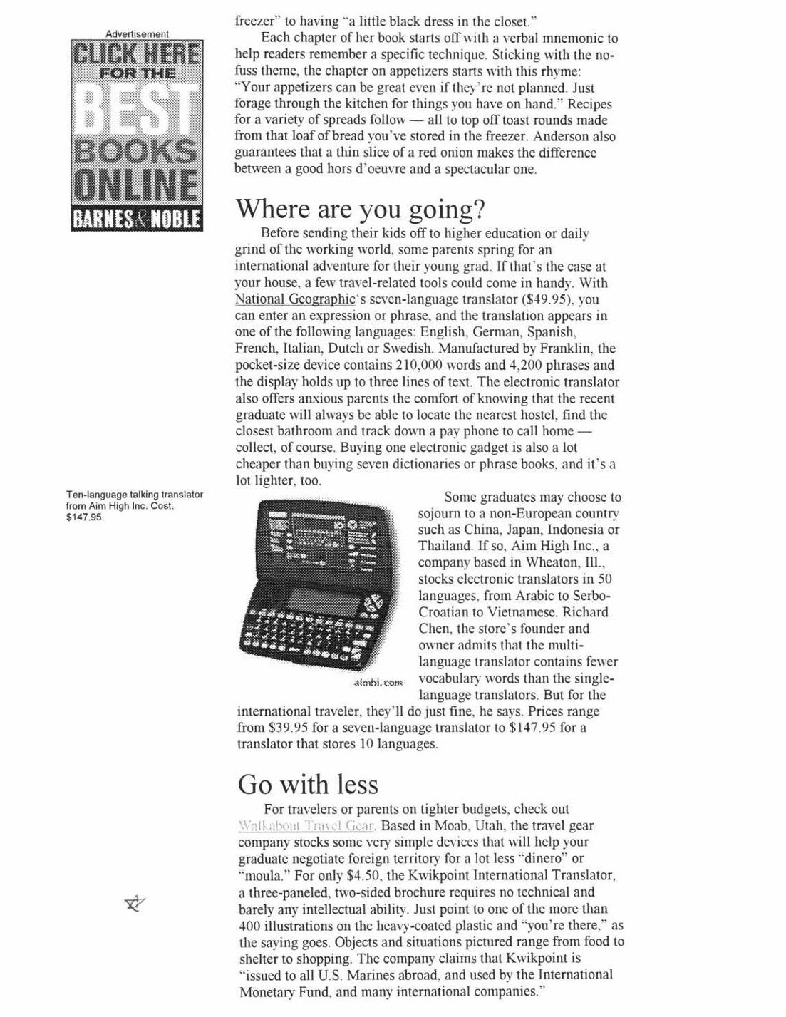 MSNBC.com article scan page 2 mentioning Walkabout Travel Gear