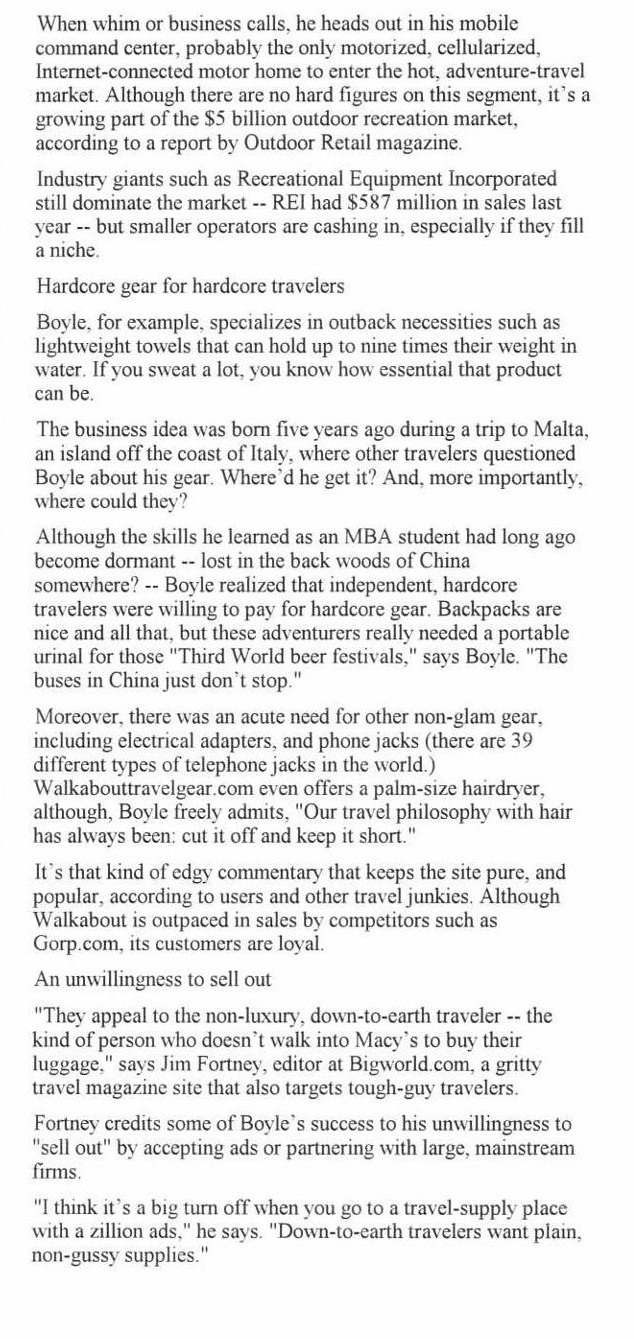 Onvia.com article scan page 2 covering Walkabout Travel Gear and active-travel gear