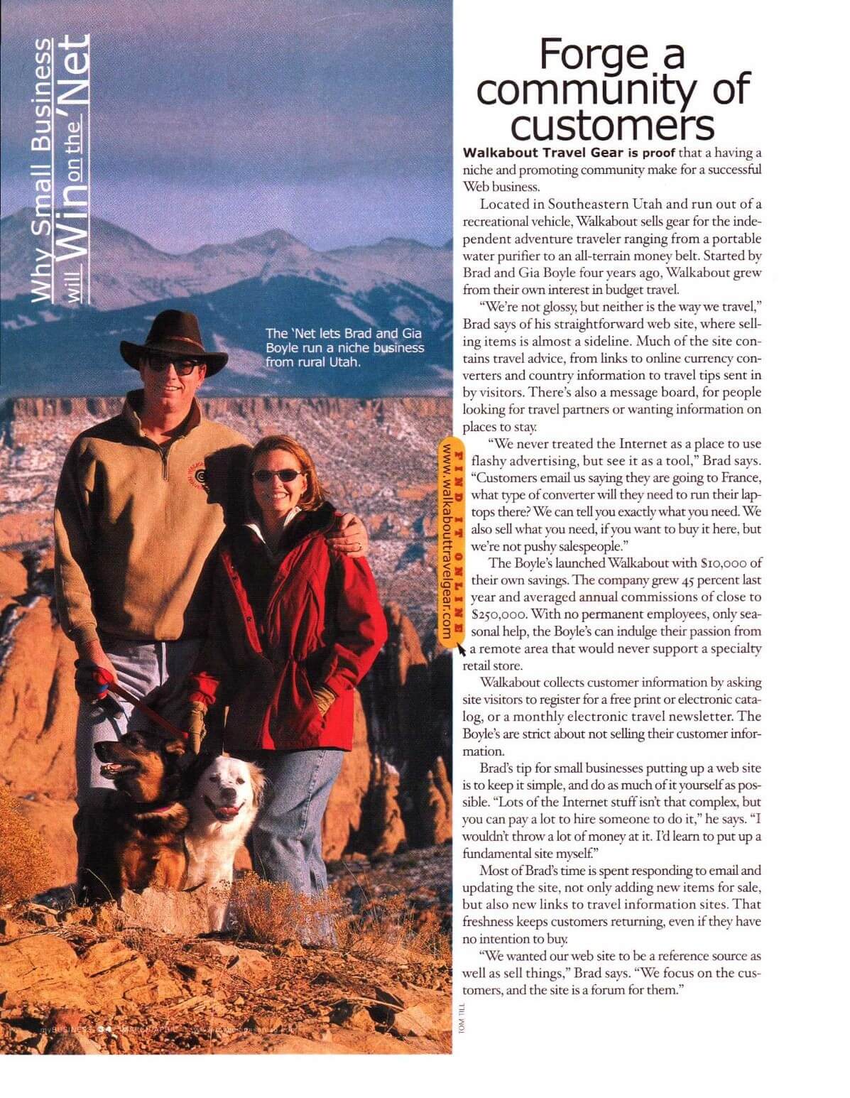 MyBusiness Magazine article Forge a community of customers about Walkabout Travel Gear